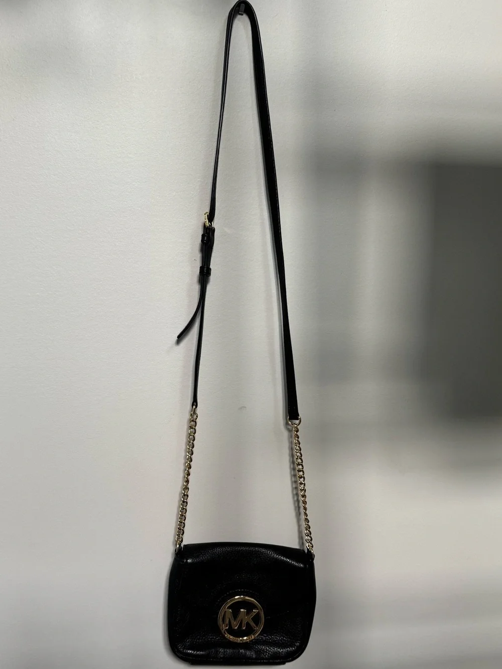 Michael Kors Black Crossbody Bag with Gold MK Accent